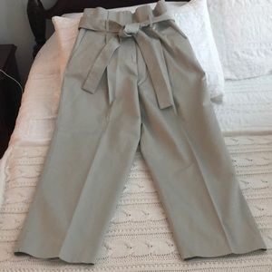 MANGO HIGH TIE WAIST KHAKI PANTS